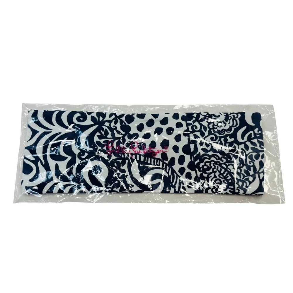 Lilly Pulitzer Women Button Up Headband OS Navy White High Tide Purrfect NWT